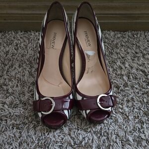 ROVE Maroon and White Peep Toe Heels